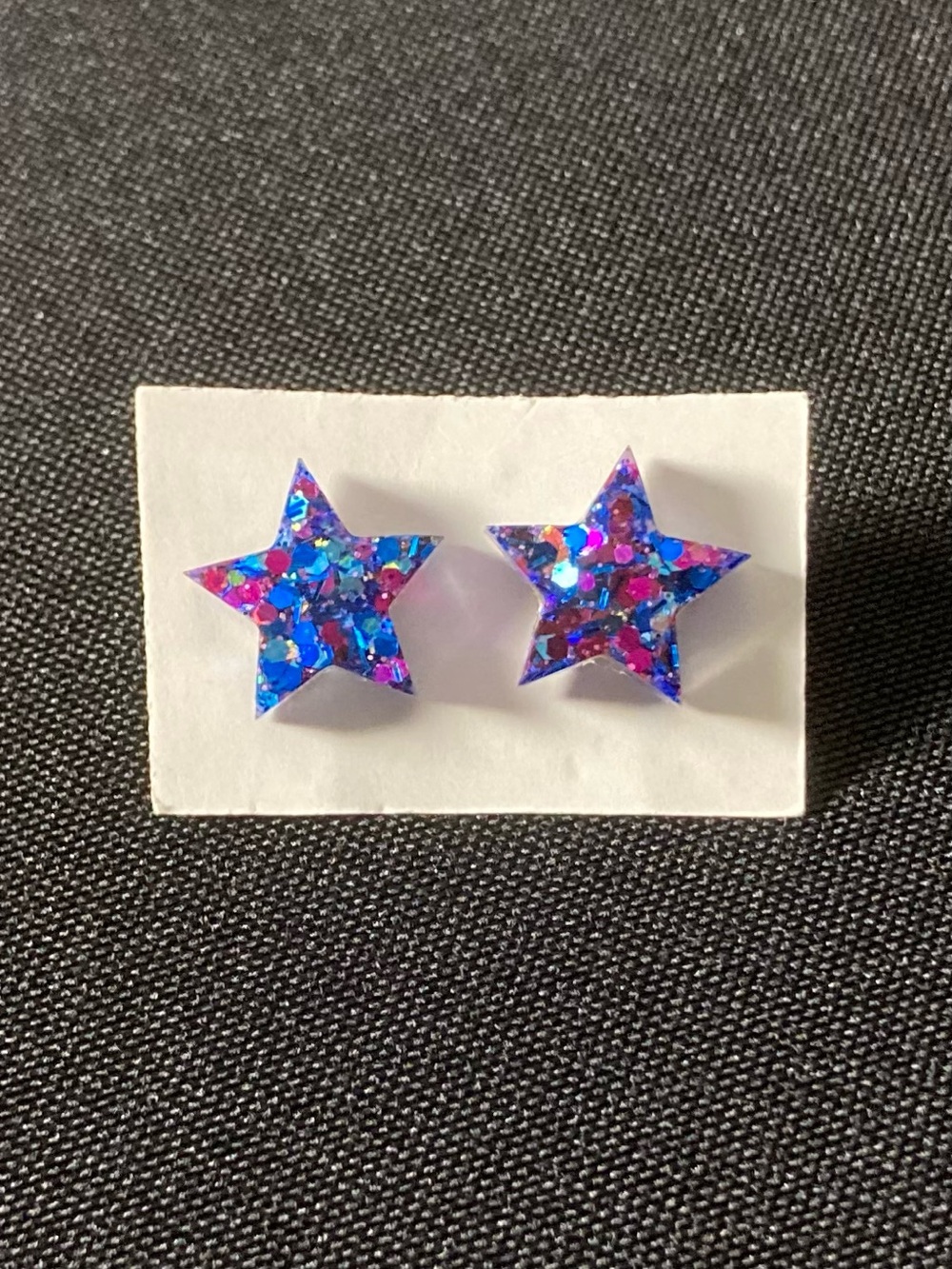 ⭐️ Handmade Blue And Pink Glitter Resin Star Stud Earrings